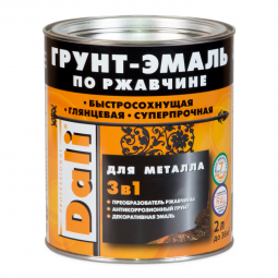 Грунт-эмаль по ржавчине 3 в 1 гладкая DALI, RAL 7024 серый графит,10 л